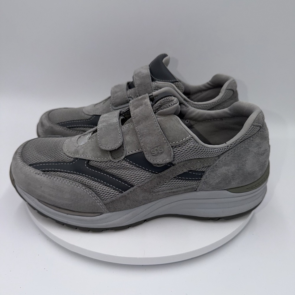 SAS JV Mesh Sneaker Gray Suede Comfort Walking Hook & Loop Suede Men's 11 Wide